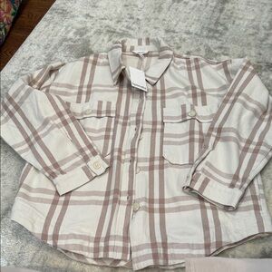 NWT Flannel Mauve Plaid Shacket XL